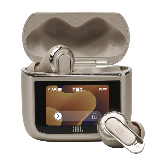 JBL Tour Pro 3 - Latte - True Wireless Noise Cancelling earbuds with Smart Charging Case&trade; - Hero